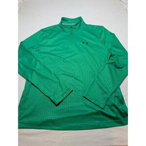 Under Armour Mens HeatGear 1/4 Zip Pullover Green Geometric Pattern Large L